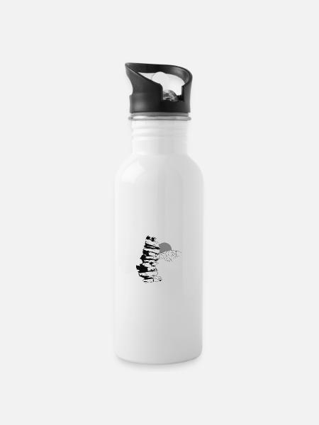 Stone Tower - Water bottle with straw - white