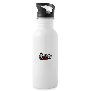 Weihnachts Crew Xmas - Trinkflasche mit integriertem Trinkhalm - Weiß - Rechts