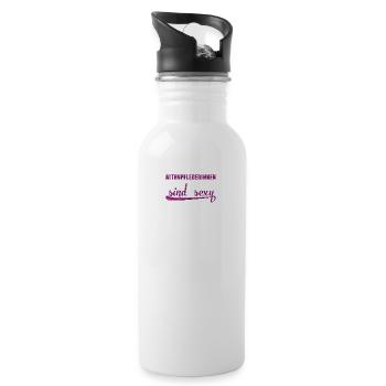 Beruf sexy Geschenk Altenpflegerin - Trinkflasche mit integriertem Trinkhalm - Weiß - Rechts