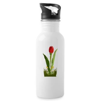 Blume - Trinkflasche mit integriertem Trinkhalm - Weiß - Rechts