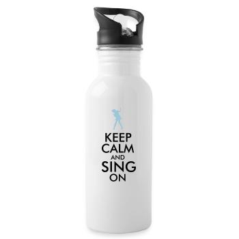 Keep Calm And Sing On - Water bottle with straw - white - Right