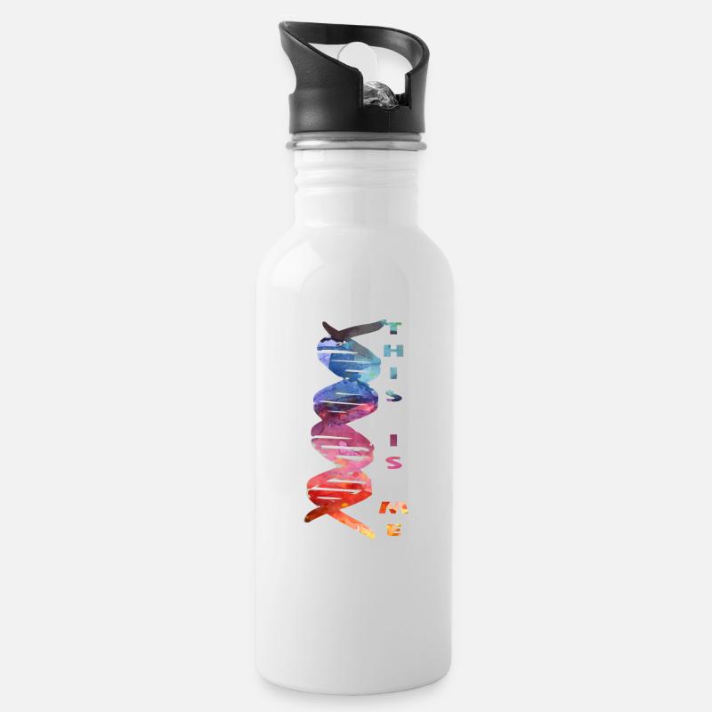 MENSCHLICHE DNA - Trinkflasche mit integriertem Trinkhalm - Weiß