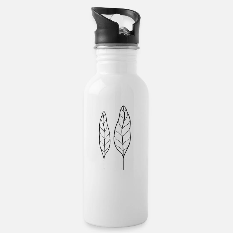 Leaf - Water bottle with straw - white