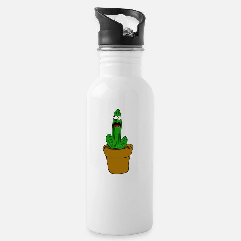 kaktus mit bart - Trinkflasche mit integriertem Trinkhalm - Weiß