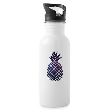 Weltraum Ananas - Trinkflasche mit integriertem Trinkhalm - Weiß - Rechts