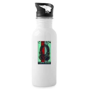Musik - Trinkflasche mit integriertem Trinkhalm - Weiß - Rechts