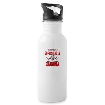 Superheroes Best Grandma Superheldin Beste Oma - Trinkflasche mit integriertem Trinkhalm - Weiß - Rechts