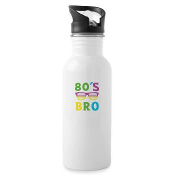 Kostüm 80er Jahre Bro Vintage Retro1980 - Trinkflasche mit integriertem Trinkhalm - Weiß - Rechts