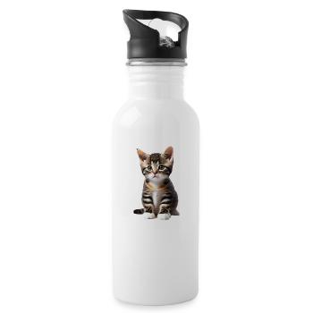 Chat - chaton - Gourde avec paille intégrée - blanc - Droite