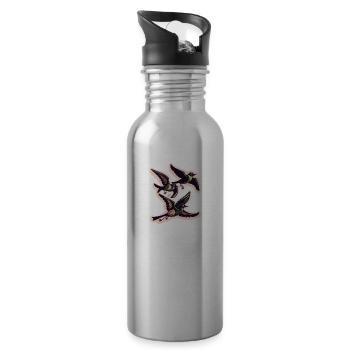 Volée d’oiseaux - Gourde avec paille intégrée - argent clair - Droite