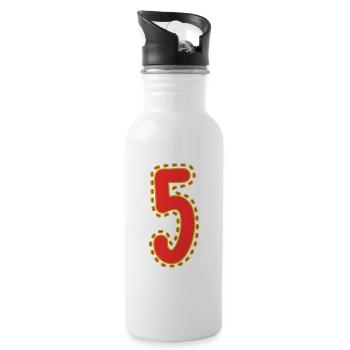 5. ANNIVERSAIRE. 5 ANS. 5e ANNIVERSAIRE - Gourde avec paille intégrée - blanc - Droite