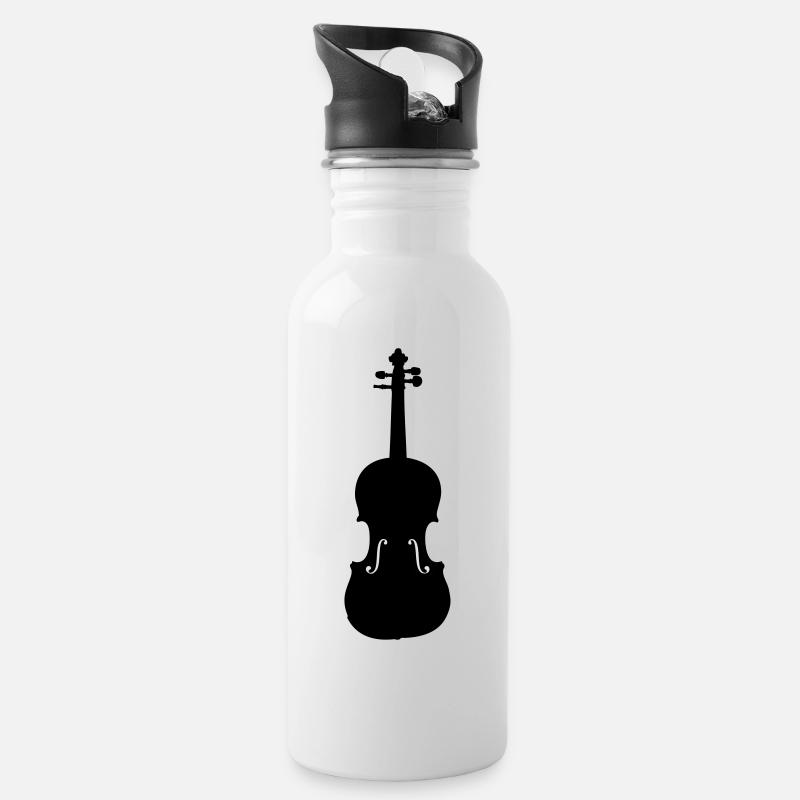 Geige - Trinkflasche mit integriertem Trinkhalm - Weiß