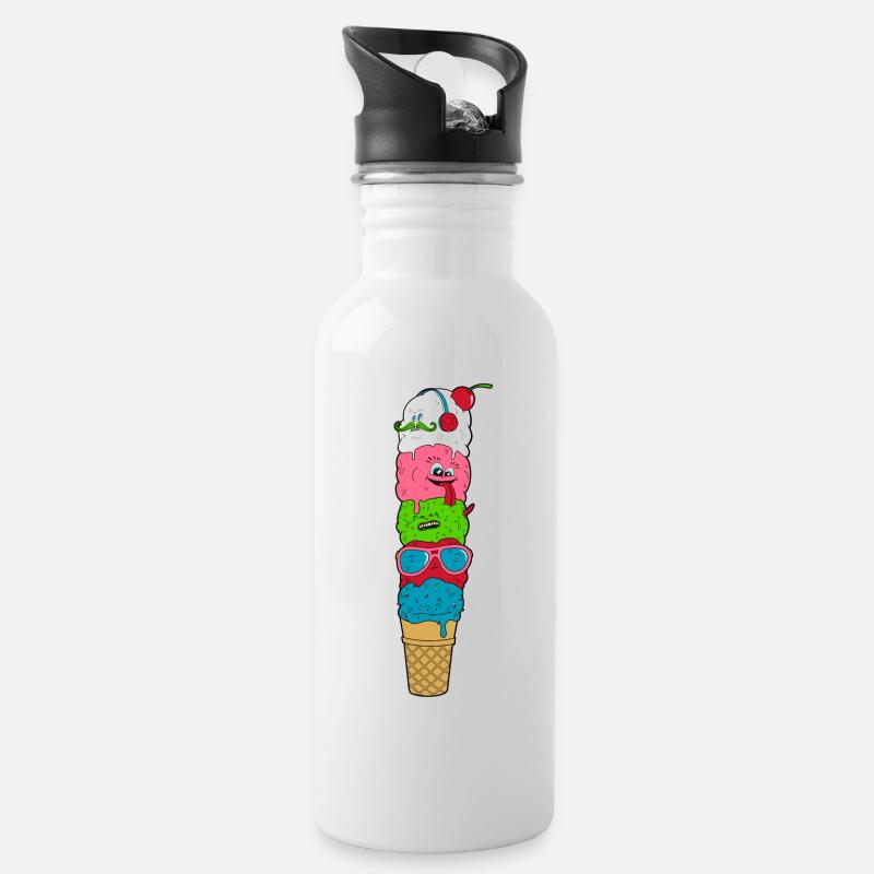 Eiscreme - Trinkflasche mit integriertem Trinkhalm - Weiß