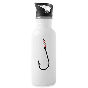 Angelhaken 2 farben - Trinkflasche mit integriertem Trinkhalm - Weiß - Rechts
