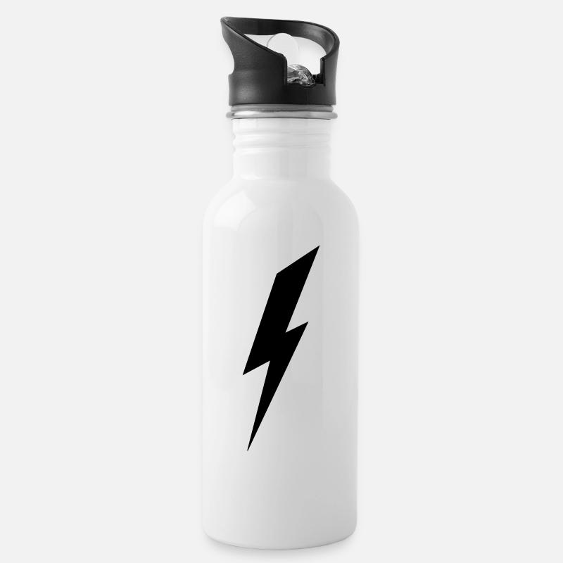 Lightning - Water bottle with straw - white