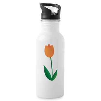 Tulpe - Trinkflasche mit integriertem Trinkhalm - Weiß - Rechts