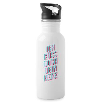 ich küss doch dein herz ♥ trendiger spruch gaming - Trinkflasche mit integriertem Trinkhalm - Weiß - Rechts