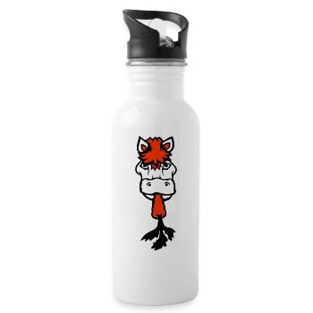 Horse eating carrot carrot eating hunger vegetables sweet - Water bottle with straw - white - Right