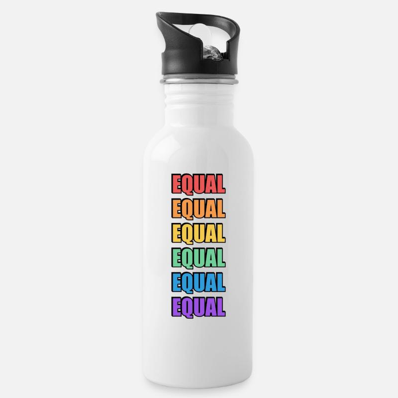 Rainbow Equal  - Water bottle with straw - white