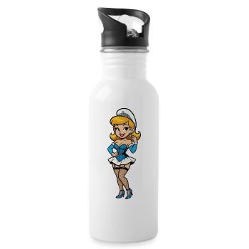 Blue gnome woman - Water bottle with straw - white - Right