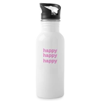 happy shirt - Trinkflasche mit integriertem Trinkhalm - Weiß - Rechts
