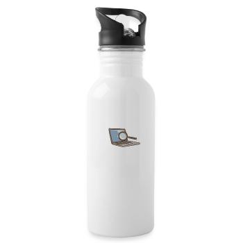 In God We Trust All Others Must Bring Data - Trinkflasche mit integriertem Trinkhalm - Weiß - Rechts