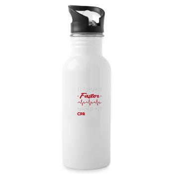 Harder Faster Deeper CPR Save Lives - Trinkflasche mit integriertem Trinkhalm - Weiß - Rechts