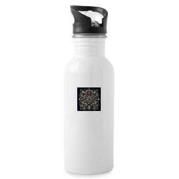 Mandala Motiv mit Messer - Trinkflasche mit integriertem Trinkhalm - Weiß - Rechts