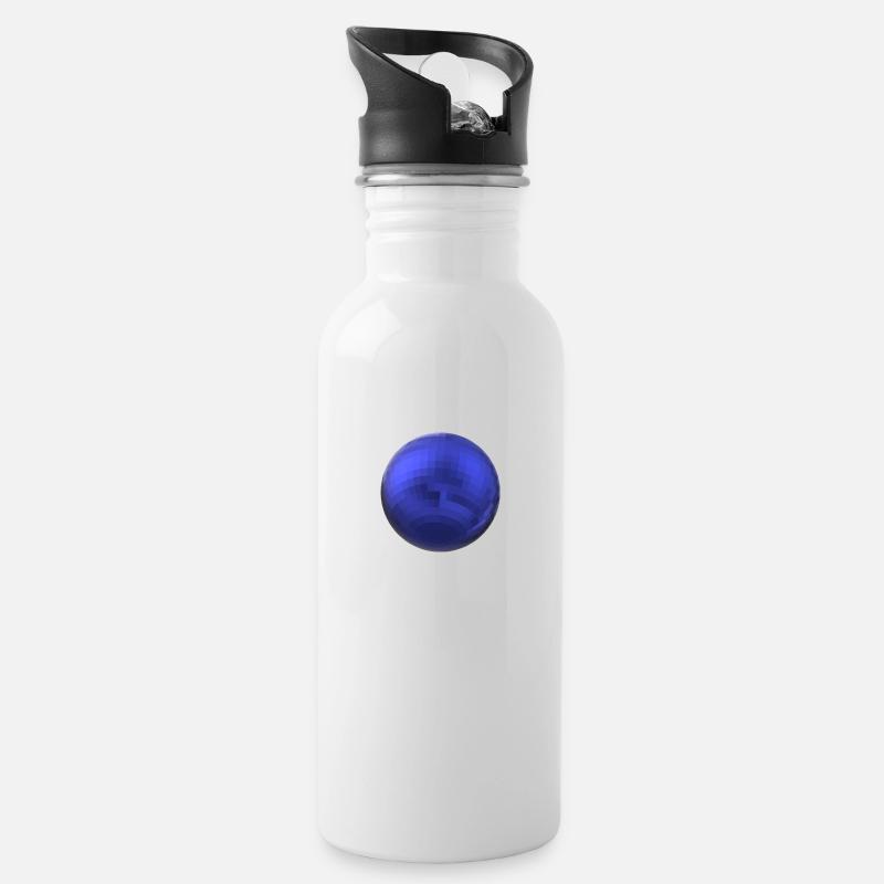 Indigo-Kugel - Trinkflasche mit integriertem Trinkhalm - Weiß
