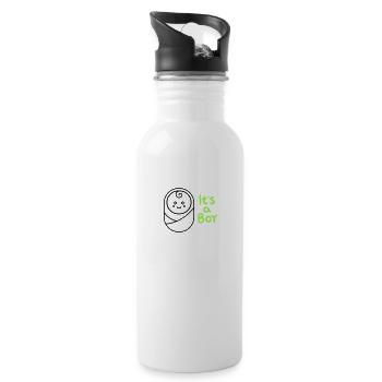 its a Boy is a Boy Pregnancy Pregnant - Water bottle with straw - white - Right