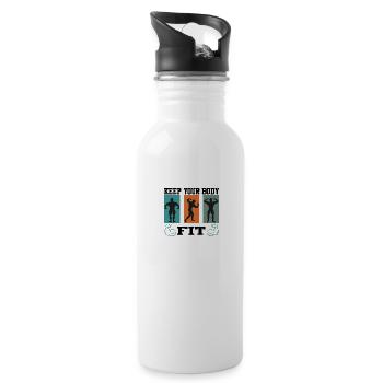 Bodybuilding Keep Body Fit Muskeltraining Hantel - Trinkflasche mit integriertem Trinkhalm - Weiß - Rechts