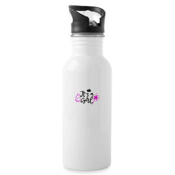 its Girl ist ein Mädchen Schwangerschaft Pregnant - Trinkflasche mit integriertem Trinkhalm - Weiß - Rechts