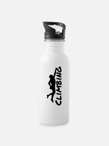 Klettern, Climbing - Trinkflasche mit integriertem Trinkhalm - Weiß