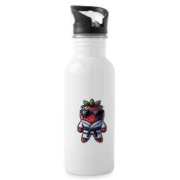 Karate strawberry with sunglasses - Water bottle with straw - white - Right