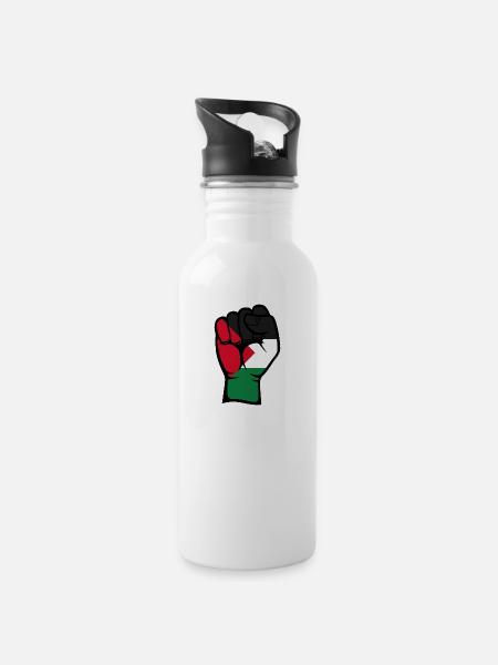 Symbole du poing du drapeau de la Palestine - Gourde avec paille intégrée - blanc