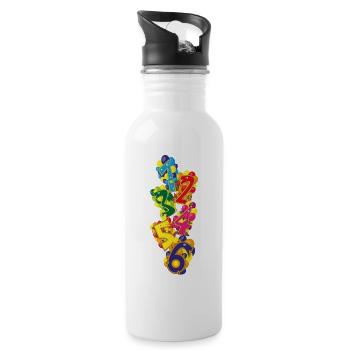Geburtstagszahlen mit Tieren und Luftballons. - Trinkflasche mit integriertem Trinkhalm - Weiß - Rechts