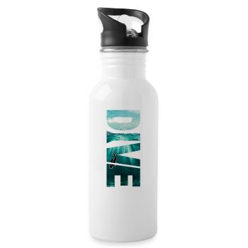 Dive - tolles Scuba Tauchen Design - Trinkflasche mit integriertem Trinkhalm - Weiß - Rechts