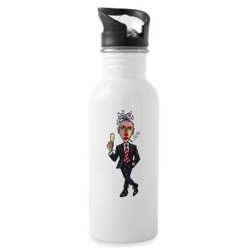 Surrealer Anzugheld mit sektglas - Trinkflasche mit integriertem Trinkhalm - Weiß - Rechts