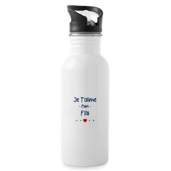 Je t'aime mon Fils - Gourde avec paille intégrée - blanc - Droite