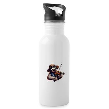 Sloth Violinist Classical Music - Water bottle with straw - white - Right