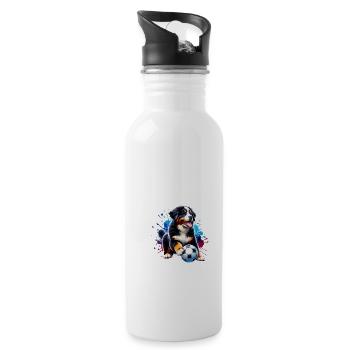 St. Bernard Mountain Dog Football Master Fan - Water bottle with straw - white - Right