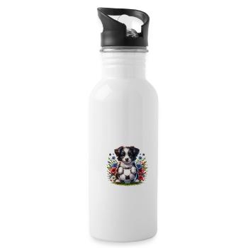 Border Collie Joueur de football Champion Fan - Gourde avec paille intégrée - blanc - Droite