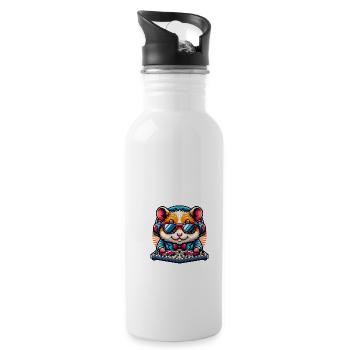 Cooler DJ Hamster Mit Sonnenbrille Und - Trinkflasche mit integriertem Trinkhalm - Weiß - Rechts