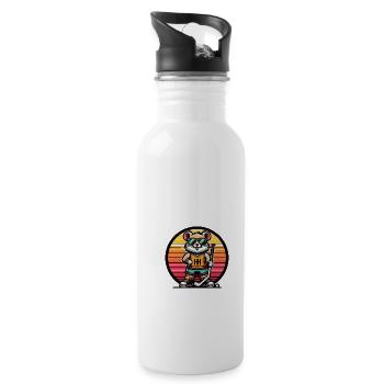Retro Hamster Field Hockey Player Team - Water bottle with straw - white - Right