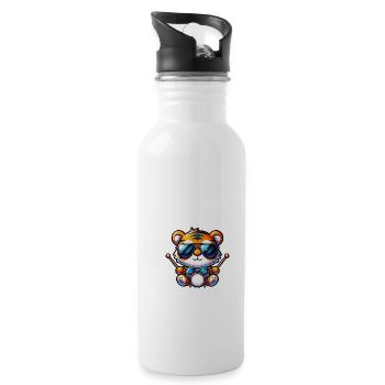 Global - Black without Japan Template - Water bottle with straw - white - Right