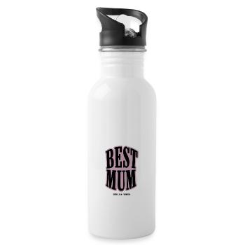 BEST MUM - Trinkflasche mit integriertem Trinkhalm - Weiß - Rechts
