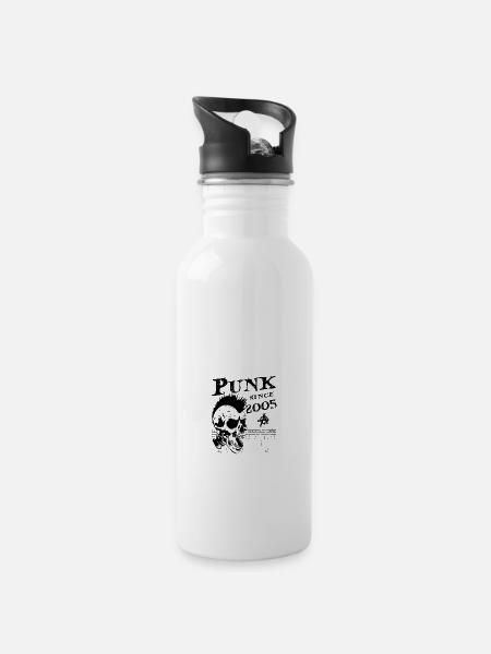 Punks Not Dead, Punk seit 2005, 19 Jahre alt und - Trinkflasche mit integriertem Trinkhalm - Weiß