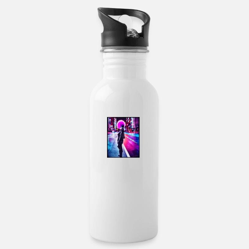 punk girl - Trinkflasche mit integriertem Trinkhalm - Weiß