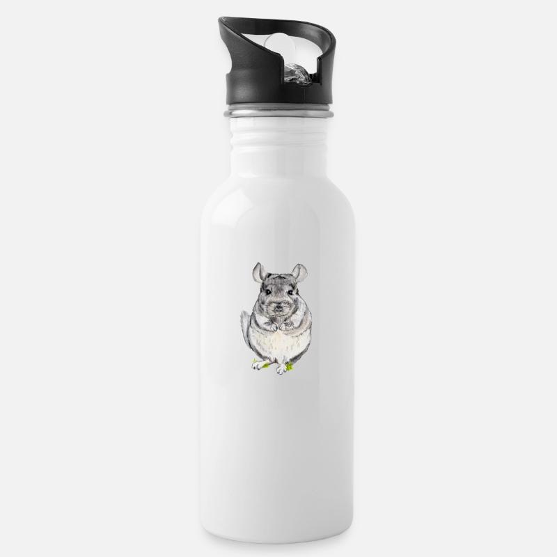 Chinchilla - Trinkflasche mit integriertem Trinkhalm - Weiß