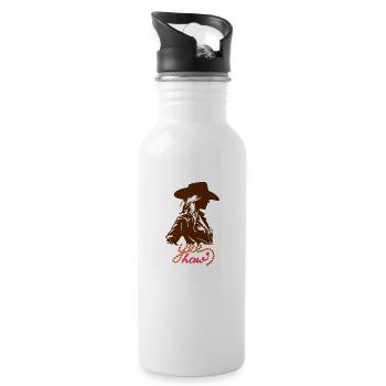 Yee haw Western Woman Illustration Scherenschnitt - Trinkflasche mit integriertem Trinkhalm - Weiß - Rechts